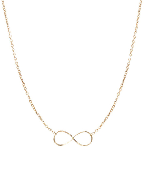 14k Tiny Hammered Infinity Necklace