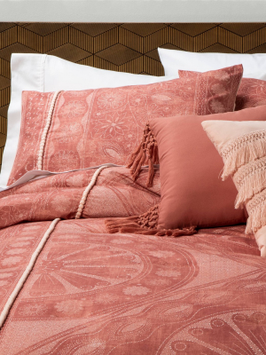 Jessamine Pom Trimmed Comforter Set Rose - Opalhouse™