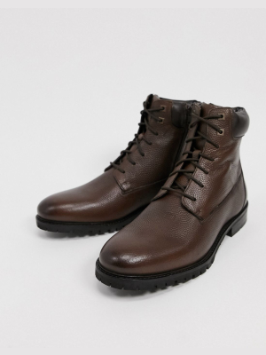 River Island Boots In Tumbled Leather