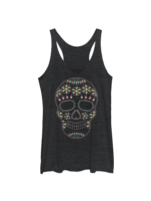 Women's Lost Gods Halloween Sugar Skull Racerback Tank Top