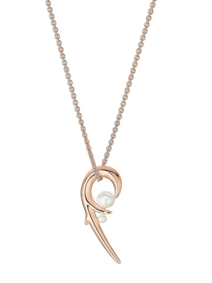 Hooked Pearl Pendant - Rose Gold Vermeil