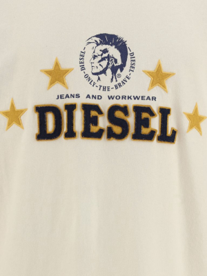 Diesel Logo Embroidered Round Neck T-shirt