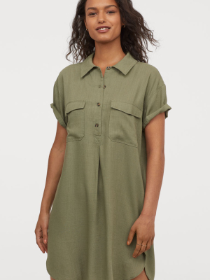 Linen-blend Utility Dress