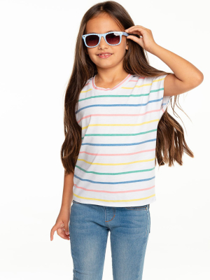 Girls Recycled Vintage Jersey Cap Sleeve Vent Back Tee