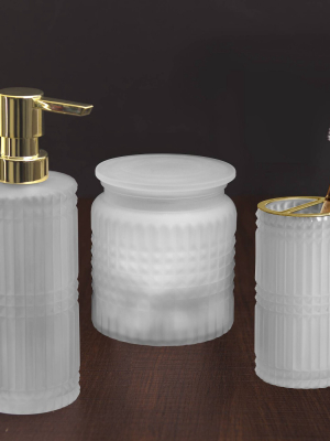 3pc Devon Lotion Pump/toothbrush Holder/cotton Ball Jar Set White - Allure Home Creations