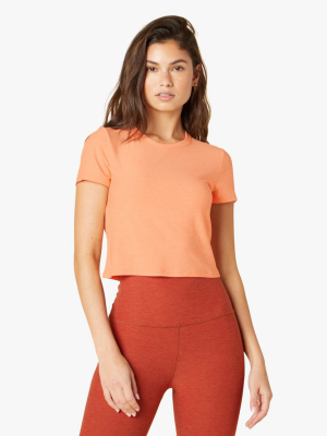 Featherweight Ruched Down Cropped Tee