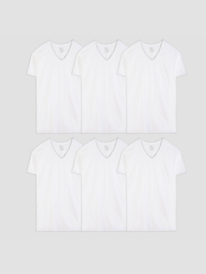 Fruit Of The Loom Men's 6pk V-neck T-shirt - White