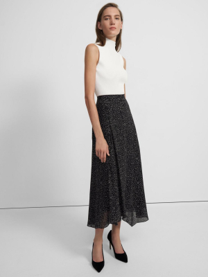 Draped Maxi Skirt In Speckled Silk