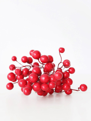 Christmas Red Artificial Berries Pick - 9"