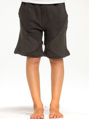 Boys Linen French Terry Blocked Reverse Panel Shorts