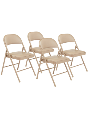 Set Of 4 Vinyl Padded Steel Folding Chairs - Hampton Collection