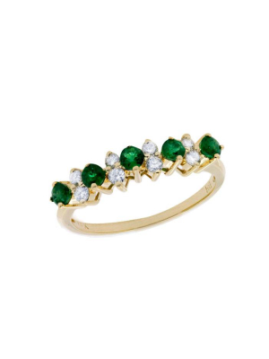 Gemma Emerald And Diamond Ring, 0.64 Tcw