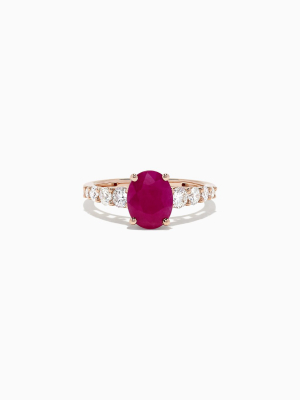 Effy Ruby Royale 14k Rose Gold Ruby And Diamond Ring, 2.57 Tcw