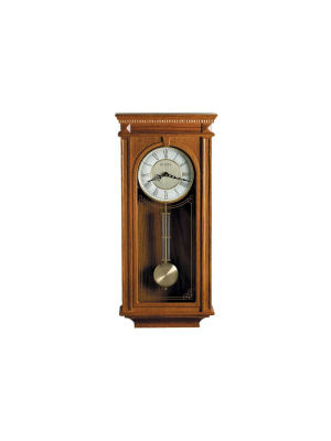 Bulova Clocks C4419 Manorcourt 3 Tune Chiming Indoor Wood Frame Decorative Wall Clock, 2 Tone Metal Dial, Oak Brown