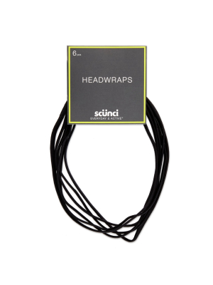 Scunci Flat No Damage Elastic Headwraps Black - 6mm /6ct