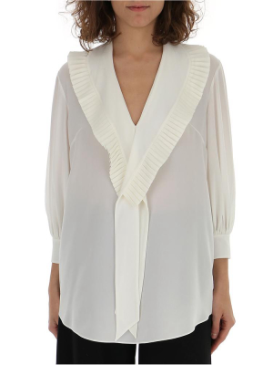 Alexander Mcqueen V-neck Pleated Front Blouse