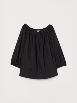 Cotton Puff-sleeved Blouse