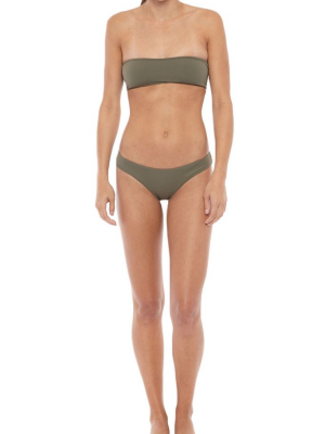 Batur Lace Up Back Bandeau Bikini Top - Khaki Green