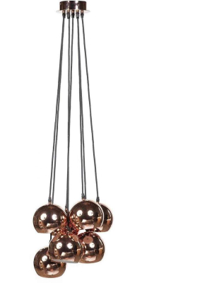 Modern Danish Suspension Lamp W/ Copper Globes