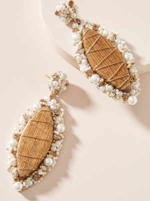 Deepa Wooden Pearl Drop Earrings