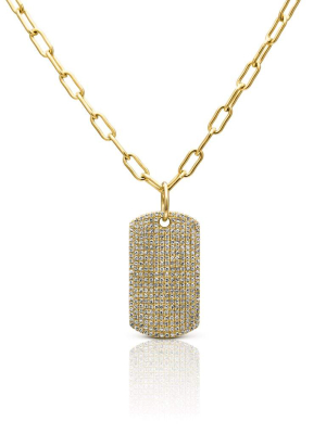 14kt Yellow Gold Diamond Luxe Dog Tag Charm