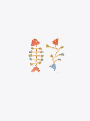Fish Multi-color Mismatched Earring