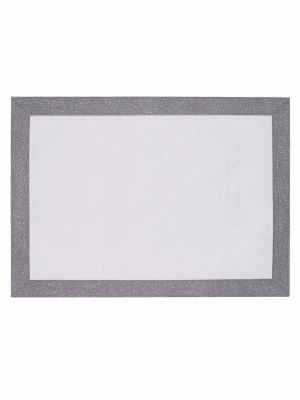 Bodrum Bordino Rectangle Placemat - Antique White & Silver - Set Of 4