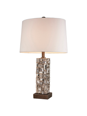 28" Antique Polyresin Table Lamp With Etched Base (includes Cfl Light Bulb) Brown - Ore International