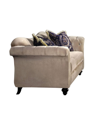 Alexandria Victorian Style Loveseat Light Mocha - Iohomes