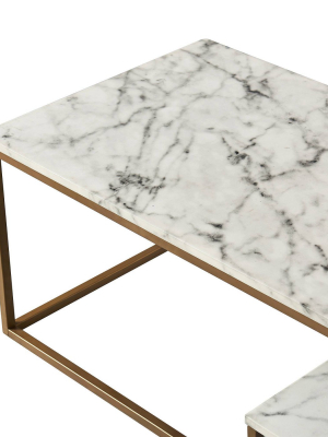 Marmo Coffee Table Faux Marble/brass - Versanora