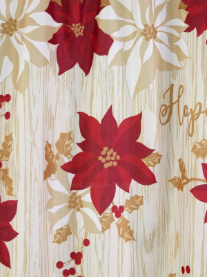 Poinsettia Shower Curtain And Hook Set - Skl Home