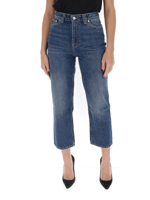 Ganni Washed High-waisted Cropped Jeans