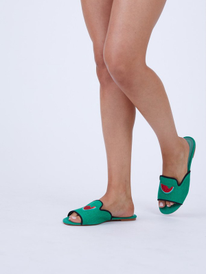 Watermelon Shower Flats - Green