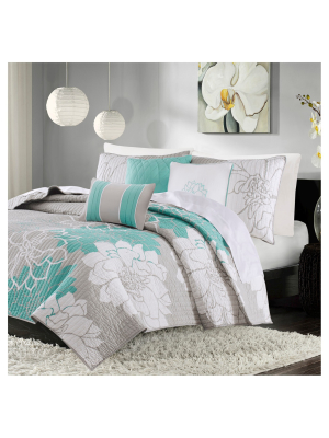 Jane Floral Quilted Coverlet Set - 6pc