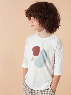 Kids On The Moon 3/4 Sleeve Top - Moonbeam