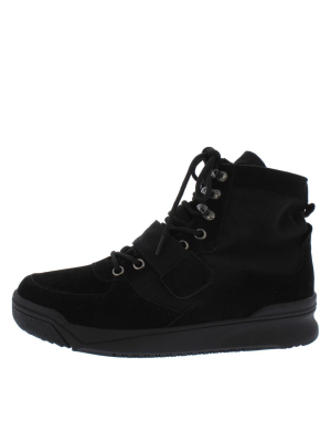 Classic4 Black Lace Up Canvas Cross Strap Boot