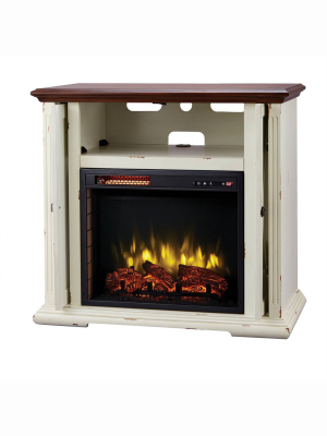 60" Rivington Infrared Media Electric Fireplace Aged White - Muskoka
