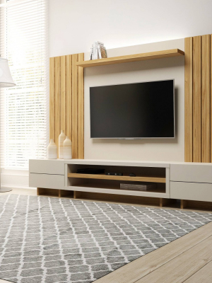 60" Cornwall Modular Entertainment Center For Tv Off White/cinnamon - Manhattan Comfort