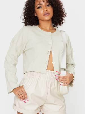 Sand Rib Button Front Slouchy Sweater