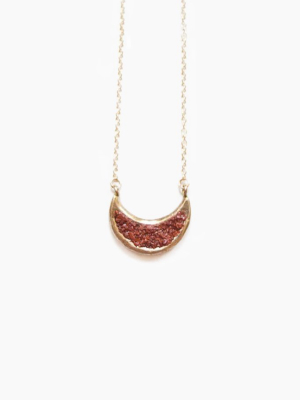 Eon Crescent Moon Pendant Necklace - Red Opal