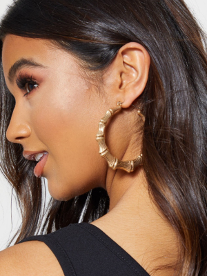 Gold Round Bamboo Hoops