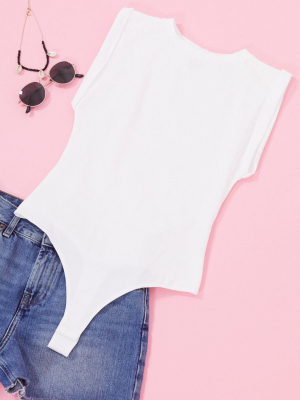 Asos Design Sleeveless T-shirt Body With Roll Sleeve Detail In White