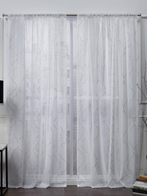 Vanderbilt Rod Pocket Sheer Window Curtain Panels - Nicole Miller