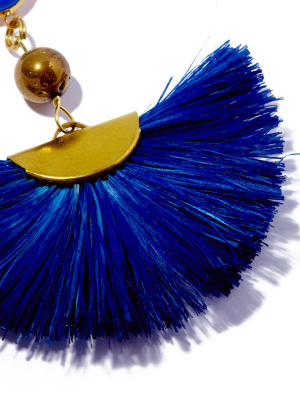 Fan Dangle Earrings - Deep Blue