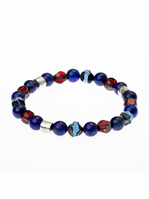 Dell Arte By Jean Claude Blue Lapis Crystal Bead Bracelet