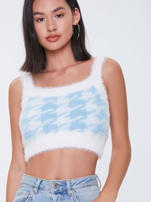 Fuzzy Houndstooth Crop Top