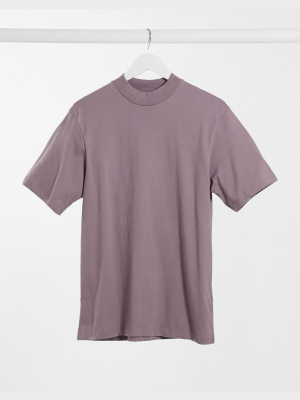 Topman Short Sleeve Turtle Neck T-shirt In Lilac