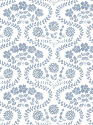 Folksy Floral Wallpaper In Blue And White From The Simply Farmhouse Collection By York Wallcoverings