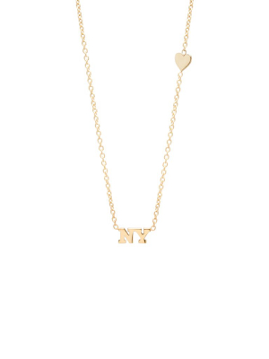 14k Itty Bitty Ny Necklace With Floating Heart