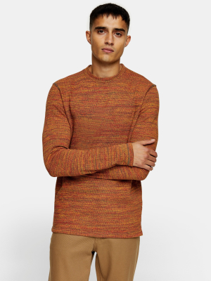 Selected Homme Orange Organic Cotton Neppy T-shirt